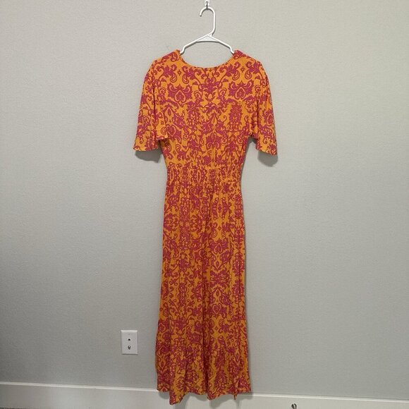 Anthropologie Abel The Label Maya Floral Smocked Midi Hi Low Dress Size Large - Picture 4 of 10